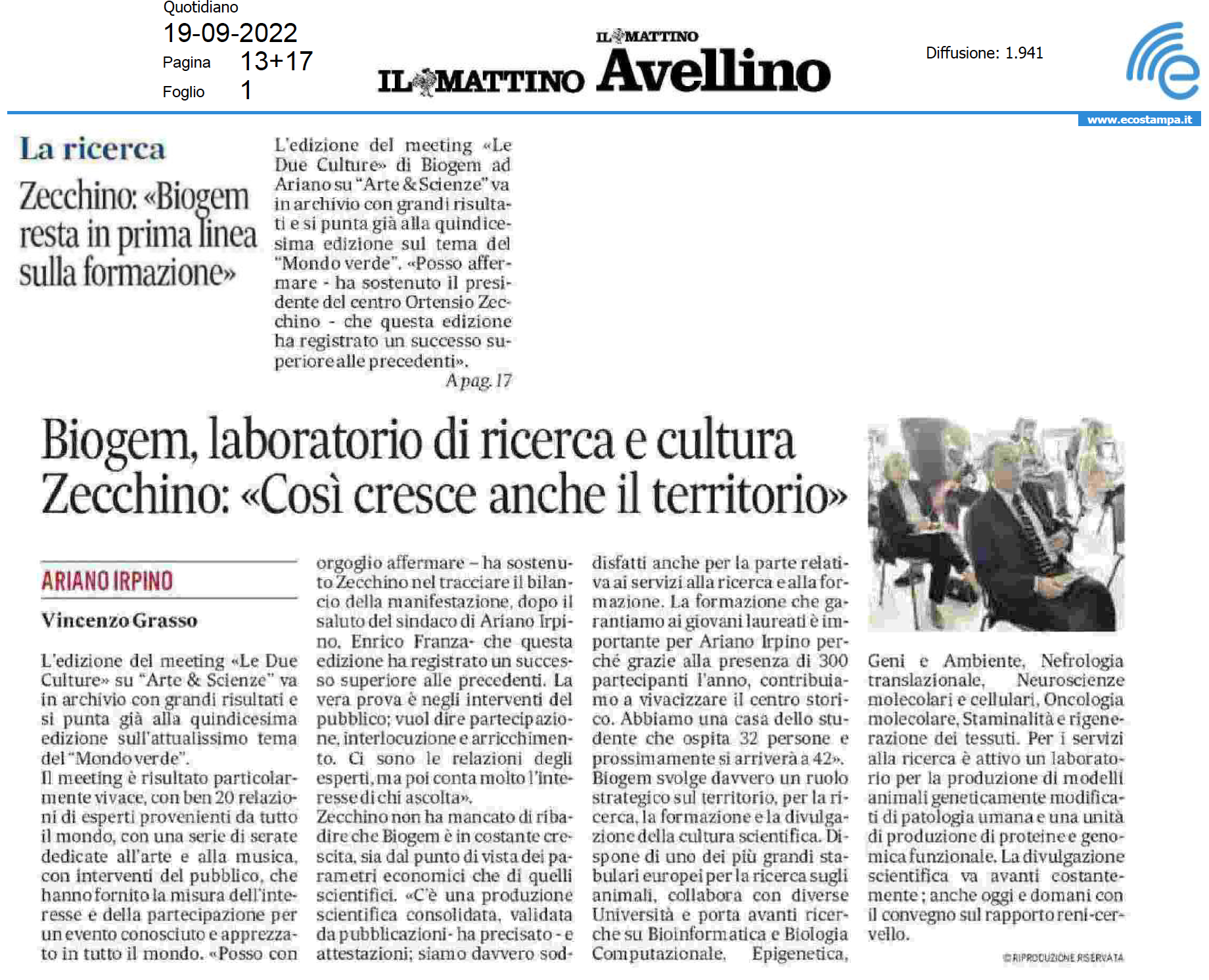 Biogem, laboratorio di ricerca e cultura
